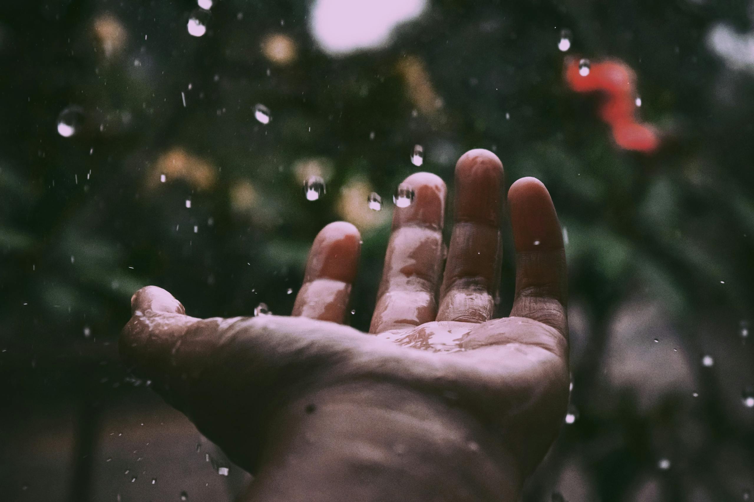Person's Hand With Water Droplets