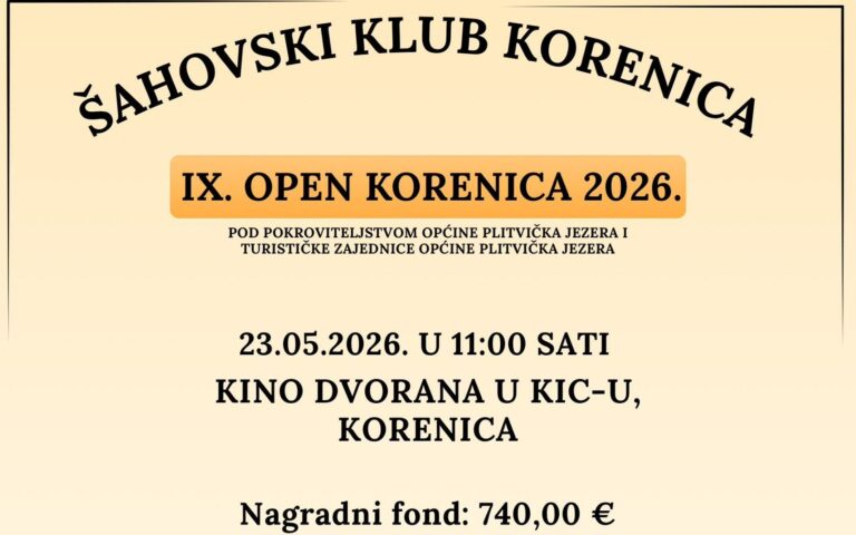 Šahovski klub Korenica priprema IX. Open Korenica 2026